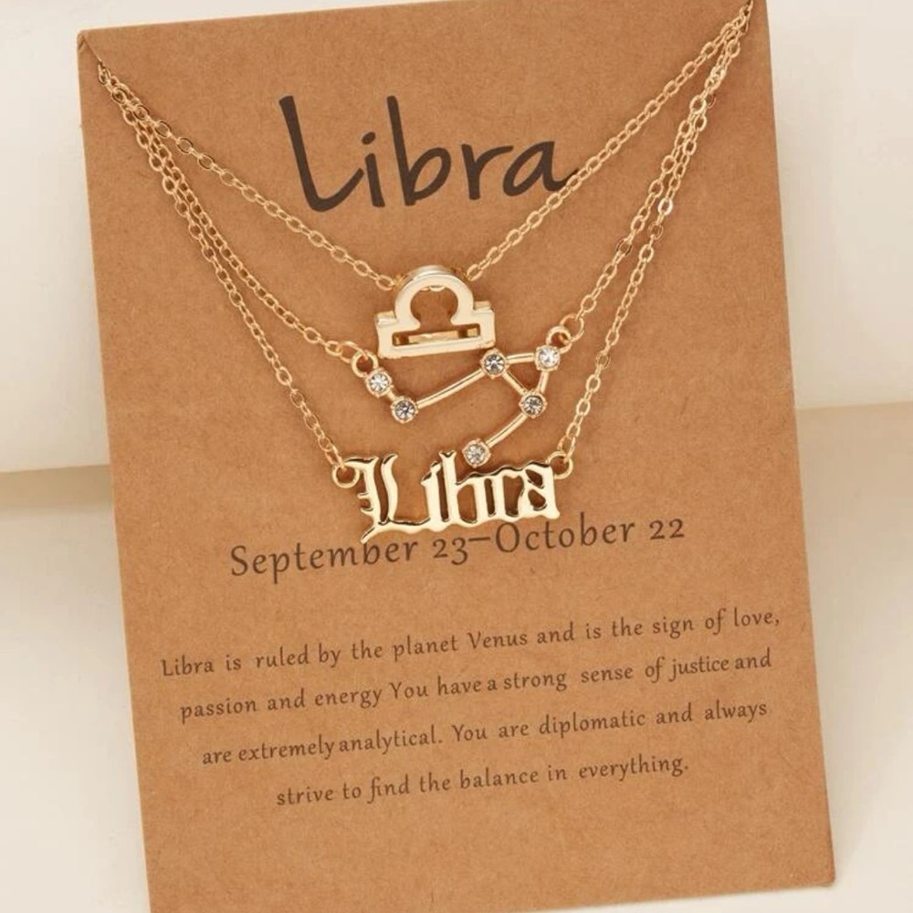 Libra Zodiac Sign Constellation Stackable Necklaces 3pc